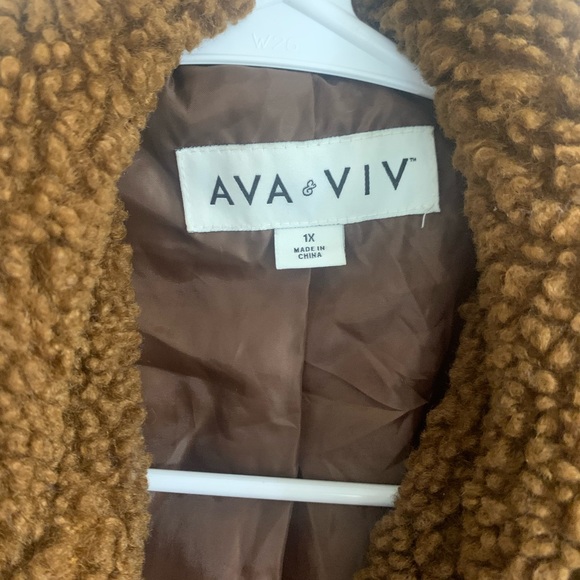 1X Ava & Viv Brown Teddy Jacket - Picture 3 of 4